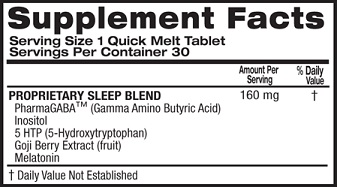 Top Secret Sleep Formula Ingredient Label